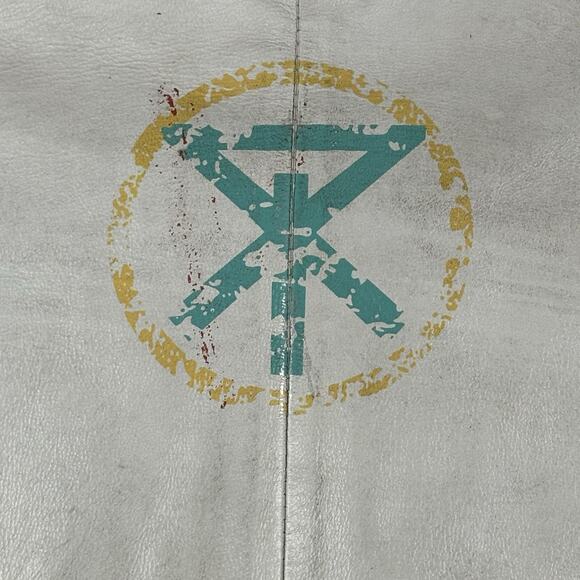 Vintage Wilson's Women’s Leather Jacket Cafe Distressed Aqua Blue USA Sz XL Rare - Picture 7 of 10